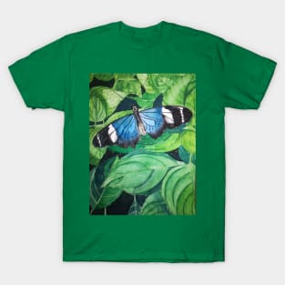 Blue butterfly watercolour painting T-Shirt